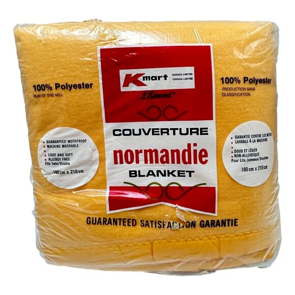 Kmart Bed Blanket Orange Polyester Large Twin 70 x 86 in Vintage 1970s Brand New - Picture 1 of 5